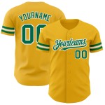 Maillot de baseball personnalisé Kelly Gold vert-blanc authentique Maillot de baseball personnalisé Kelly Gold vert-blanc authentique