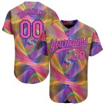 Maillot de baseball personnalisé 3D rose, motif abstrait authentique, motif violet fractal Maillot de baseball personnalisé 3D rose, motif abstrait authentique, motif violet fractal