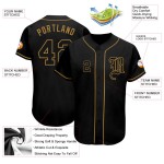 Maillot de baseball noir personnalisé authentique doré noir-ancien Maillot de baseball noir personnalisé authentique doré noir-ancien