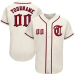 Maillot de baseball authentique rouge-bleu marine personnalisé crème Maillot de baseball authentique rouge-bleu marine personnalisé crème