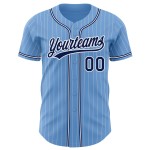 Maillot de baseball authentique personnalisé à rayures blanches et bleues Maillot de baseball authentique personnalisé à rayures blanches et bleues