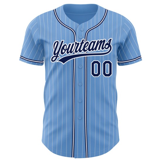 Maillot de baseball authentique personnalisé à rayures blanches et bleues Maillot de baseball authentique personnalisé à rayures blanches et bleues