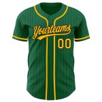 Maillot de baseball authentique à rayures fines, doré, vert Kelly, noir, personnalisé Maillot de baseball authentique à rayures fines, doré, vert Kelly, noir, personnalisé