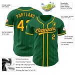 Maillot de baseball authentique à rayures fines, doré, vert Kelly, noir, personnalisé Maillot de baseball authentique à rayures fines, doré, vert Kelly, noir, personnalisé