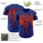 Maillot de baseball 3D orange à motif royal éclaboussé, design authentique et personnalisé Maillot de baseball 3D orange à motif royal éclaboussé, design authentique et personnalisé
