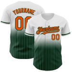 Maillot de baseball orange-vert à rayures fines, authentique, à la mode, dégradé blanc personnalisé Maillot de baseball orange-vert à rayures fines, authentique, à la mode, dégradé blanc personnalisé