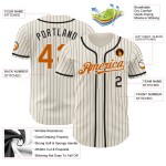 Maillot de baseball authentique noir et crème à rayures orange Texas Custom