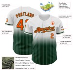 Maillot de baseball orange-vert à rayures fines, authentique, à la mode, dégradé blanc personnalisé Maillot de baseball orange-vert à rayures fines, authentique, à la mode, dégradé blanc personnalisé