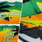 Maillot de baseball vert personnalisé authentique noir et blanc à motif coucher de soleil hawaïen et motif palmier 3D Pea Beach Maillot de baseball vert personnalisé authentique noir et blanc à motif coucher de soleil hawaïen et motif palmier 3D Pea Beach