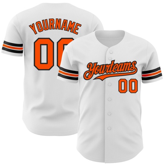 Maillot de baseball personnalisé blanc authentique orange-noir Maillot de baseball personnalisé blanc authentique orange-noir