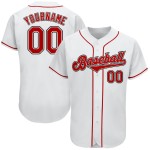Maillot de baseball rouge-noir authentique blanc personnalisé Maillot de baseball rouge-noir authentique blanc personnalisé