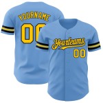Maillot de baseball léger personnalisé jaune-noir bleu authentique Maillot de baseball léger personnalisé jaune-noir bleu authentique