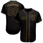 Maillot de baseball noir personnalisé authentique doré noir-ancien Maillot de baseball noir personnalisé authentique doré noir-ancien