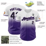 Maillot de baseball authentique noir-violet blanc à rayures fines, tendance et personnalisé Maillot de baseball authentique noir-violet blanc à rayures fines, tendance et personnalisé