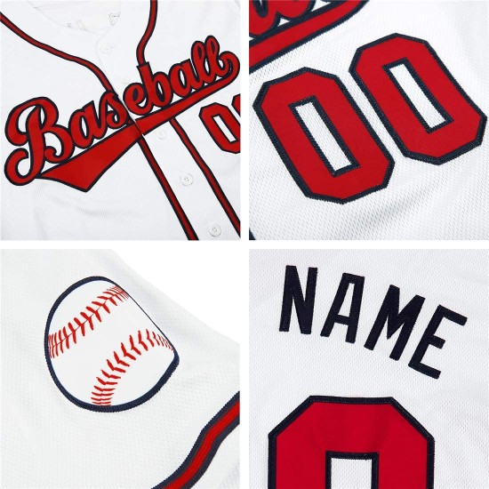 Maillot de baseball rouge-noir authentique blanc personnalisé Maillot de baseball rouge-noir authentique blanc personnalisé