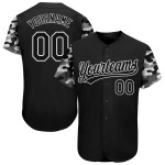 Maillot de baseball noir authentique à motif camouflage 3D personnalisé Maillot de baseball noir authentique à motif camouflage 3D personnalisé