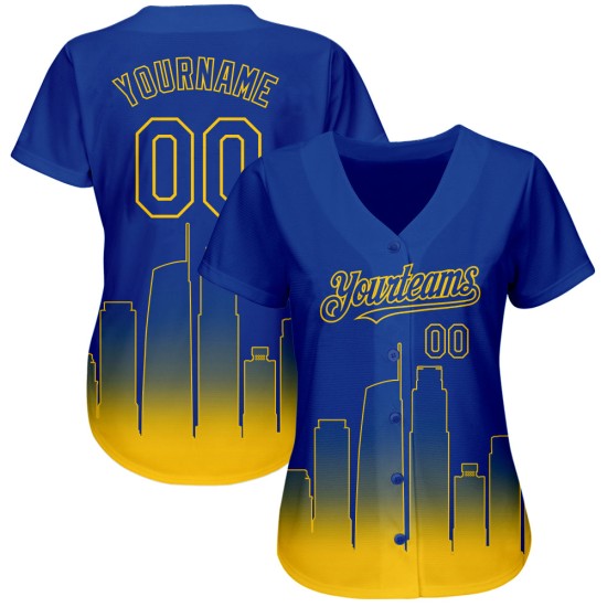 Maillot de baseball Los Angeles Edition jaune délavé authentique City Royal 3D personnalisé Maillot de baseball Los Angeles Edition jaune délavé authentique City Royal 3D personnalisé