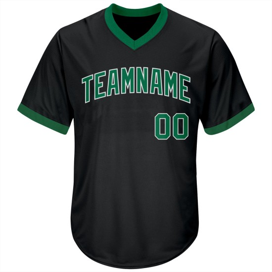 Maillot de baseball authentique en tricot côtelé rétro vert-blanc-noir Kelly Maillot de baseball authentique en tricot côtelé rétro vert-blanc-noir Kelly