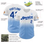 Maillot de baseball personnalisé authentique à rayures bleu royal et blanc délavé Maillot de baseball personnalisé authentique à rayures bleu royal et blanc délavé