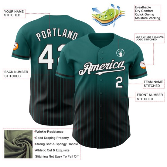 Maillot de baseball à rayures fines, blanc et noir, authentique, personnalisé Maillot de baseball à rayures fines, blanc et noir, authentique, personnalisé
