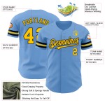 Maillot de baseball léger personnalisé jaune-noir bleu authentique Maillot de baseball léger personnalisé jaune-noir bleu authentique