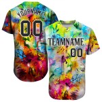 Maillot de baseball noir et blanc à motif authentique graffiti 3D personnalisé Maillot de baseball noir et blanc à motif authentique graffiti 3D personnalisé