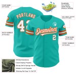 Maillot de baseball Aqua personnalisé authentique blanc-orange Maillot de baseball Aqua personnalisé authentique blanc-orange