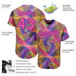 Maillot de baseball personnalisé 3D rose, motif abstrait authentique, motif violet fractal Maillot de baseball personnalisé 3D rose, motif abstrait authentique, motif violet fractal