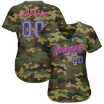 Maillot de baseball bleu-rose authentique avec camouflage léger Salute Custom Maillot de baseball bleu-rose authentique avec camouflage léger Salute Custom