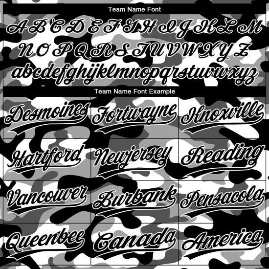 Maillot de baseball noir authentique à motif camouflage 3D personnalisé Maillot de baseball noir authentique à motif camouflage 3D personnalisé