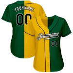 Maillot de baseball fendu Kelly Fashion authentique vert noir-jaune personnalisé Maillot de baseball fendu Kelly Fashion authentique vert noir-jaune personnalisé