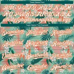 Motif de feuilles personnalisées en jersey authentique de baseball, motif de fleurs 3D blanc-orange et bleu sarcelle Motif de feuilles personnalisées en jersey authentique de baseball, motif de fleurs 3D blanc-orange et bleu sarcelle