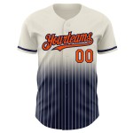 Maillot de baseball authentique à rayures fines, couleur crème, orange et bleu marine, délavé Maillot de baseball authentique à rayures fines, couleur crème, orange et bleu marine, délavé