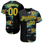 Boule de bowling bleue Gold-Lakes avec motif flamme Hotrod, maillot noir, authentique, 3D, personnalisée