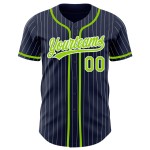 Maillot de baseball à rayures fines, bleu marine, blanc fluo, vert authentique Maillot de baseball à rayures fines, bleu marine, blanc fluo, vert authentique