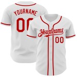 Maillot de baseball personnalisé authentique rouge et blanc Maillot de baseball personnalisé authentique rouge et blanc