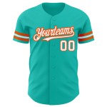 Maillot de baseball Aqua personnalisé authentique blanc-orange Maillot de baseball Aqua personnalisé authentique blanc-orange