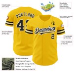 Maillot de baseball personnalisé authentique jaune noir et blanc Maillot de baseball personnalisé authentique jaune noir et blanc