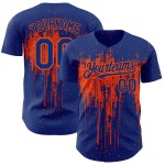 Maillot de baseball 3D orange à motif royal éclaboussé, design authentique et personnalisé Maillot de baseball 3D orange à motif royal éclaboussé, design authentique et personnalisé