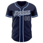 Maillot de baseball bleu marine authentique personnalisé, blanc et clair Maillot de baseball bleu marine authentique personnalisé, blanc et clair