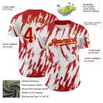 Maillot de baseball abstrait 3D, motif de forme personnalisé, blanc, authentique, or, rouge, ancien, pointu Maillot de baseball abstrait 3D, motif de forme personnalisé, blanc, authentique, or, rouge, ancien, pointu