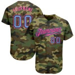 Maillot de baseball bleu-rose authentique avec camouflage léger Salute Custom Maillot de baseball bleu-rose authentique avec camouflage léger Salute Custom
