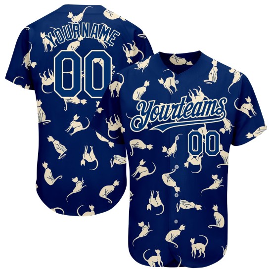 Motif bleu US authentique Baseball Navy Design Jersey Cat Cream personnalisé 3D Motif bleu US authentique Baseball Navy Design Jersey Cat Cream personnalisé 3D