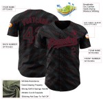 Maillot de baseball noir cramoisi 3D, motif authentique, lignes, personnalisé Maillot de baseball noir cramoisi 3D, motif authentique, lignes, personnalisé