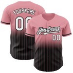 Maillot de baseball rose tendance à rayures fines, dégradé personnalisé, taille moyenne, blanc et noir Maillot de baseball rose tendance à rayures fines, dégradé personnalisé, taille moyenne, blanc et noir
