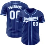 Maillot de baseball Royal Light à rayures fines, blanc et bleu, personnalisé Maillot de baseball Royal Light à rayures fines, blanc et bleu, personnalisé