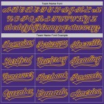 Maillot de baseball à gratter authentique 3D personnalisé motif graffiti violet-or Maillot de baseball à gratter authentique 3D personnalisé motif graffiti violet-or