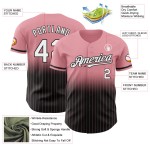 Maillot de baseball rose tendance à rayures fines, dégradé personnalisé, taille moyenne, blanc et noir Maillot de baseball rose tendance à rayures fines, dégradé personnalisé, taille moyenne, blanc et noir