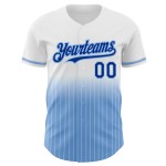 Maillot de baseball personnalisé authentique à rayures bleu royal et blanc délavé Maillot de baseball personnalisé authentique à rayures bleu royal et blanc délavé