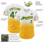 Maillot de baseball Kelly authentique à rayures fines, blanc, tendance, vert et or Maillot de baseball Kelly authentique à rayures fines, blanc, tendance, vert et or